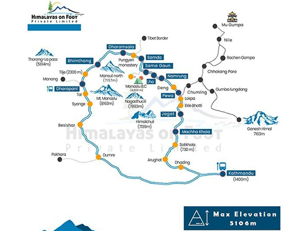 Manaslu Circuit Trek Map