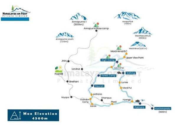 Mardi Himal Trek Map